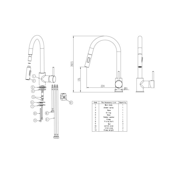 Grifo de cocina Round de GME croquis 2