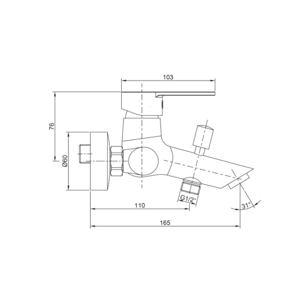 Grifo de bañera Iony de GME croquis 1