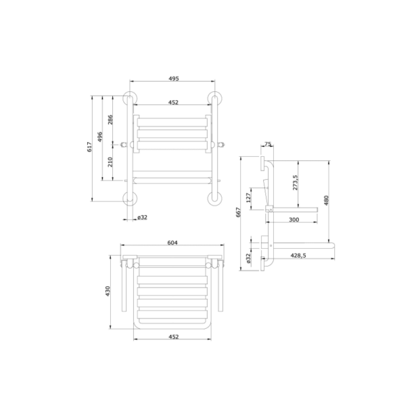 Asiento de ducha abatible New Wccare PMR de Unisan croquis 2