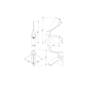 Grifo de lavabo PMR Alfa de Unisan Sanindusa croquis 1