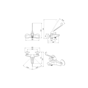 Grifo de bañera PMR Easy de Unisan Sanindusa croquis 2