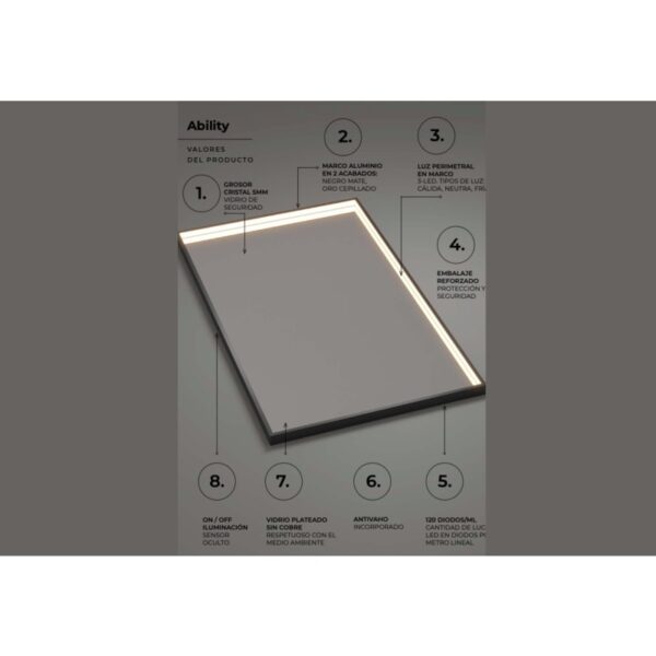 Espejo de baño con luz LED Ability Ledimex detalle 5
