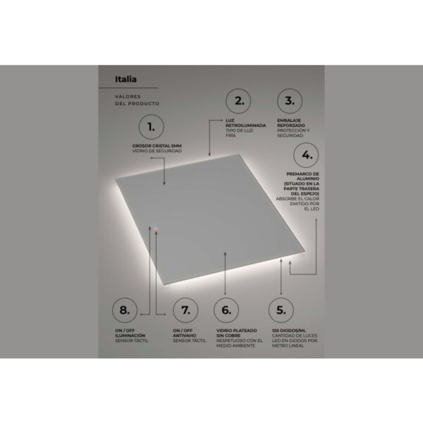 Espejo de baño con luz LED Italia Ledimex detalle 7