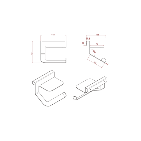 Portarollo de baño Minimal Salgar croquis 4