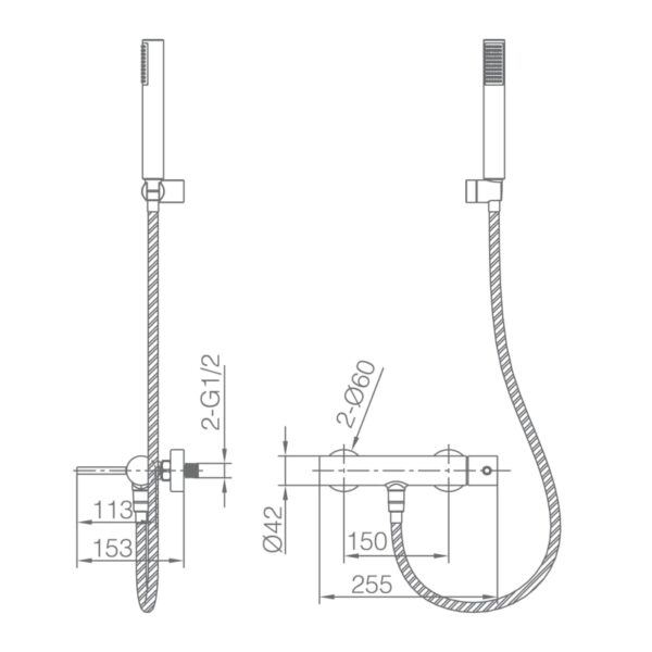 Grifo de ducha Monza de Imex croquis 11