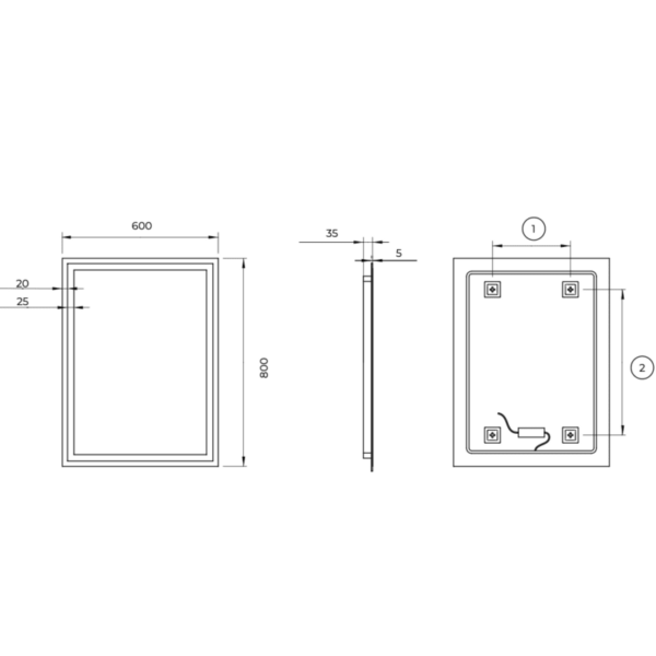 Espejo de baño con luz LED Francia Ledimex croquis 10