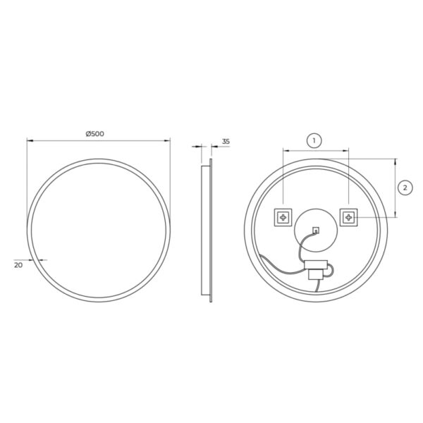 Espejo de baño con luz LED Londres Ledimex croquis 11