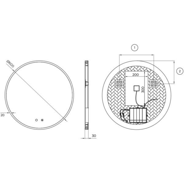 Espejo de baño con luz LED Atenas Ledimex croquis 8