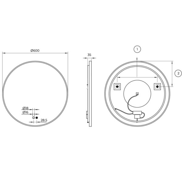 Espejo de baño con luz LED Fun Ledimex croquis 8