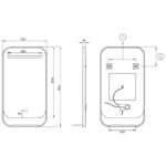Espejo de baño con luz LED con repisa y cargador para móvil Concept Ledimex croquis 9