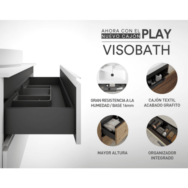 Mueble de baño con encimera Hidrófuga de madera Box Viso Bath detalle 3