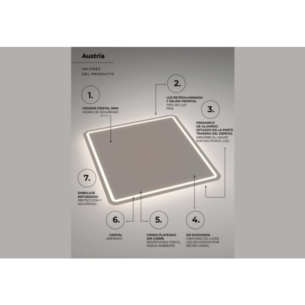Espejo de baño con luz LED Austria Ledimex detalle 7