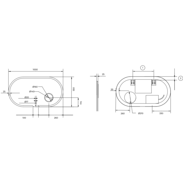 Espejo de baño con luz LED Indiana Ledimex croquis 9