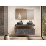 Mueble de baño con encimera de madera 10 cm de altura con cajonera Nomad monocolor Visobath principal 2