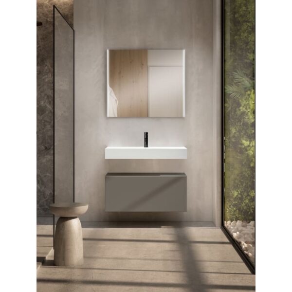 Conjunto mueble de baño con lavabo de carámica de 12 cm de alto y cajonera Nomad Viso Bath principal 3