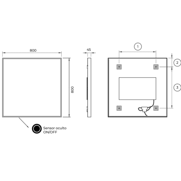 Espejo de baño con luz LED Ability Ledimex croquis 10