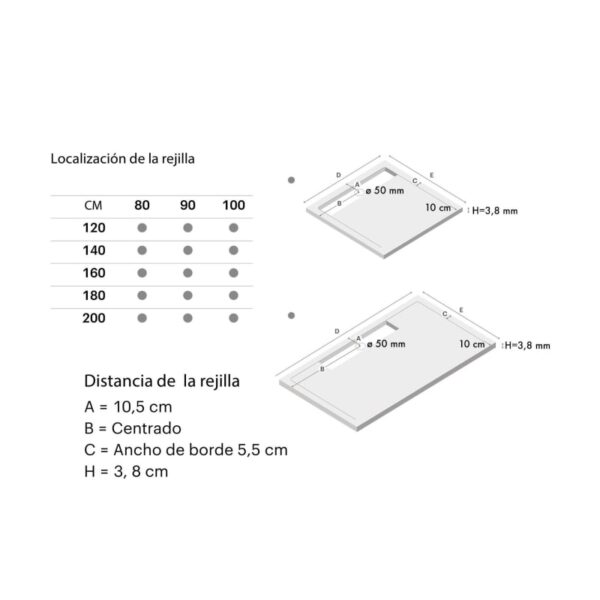 Plato de ducha de resina Canto Lateral Doccia croquis 11