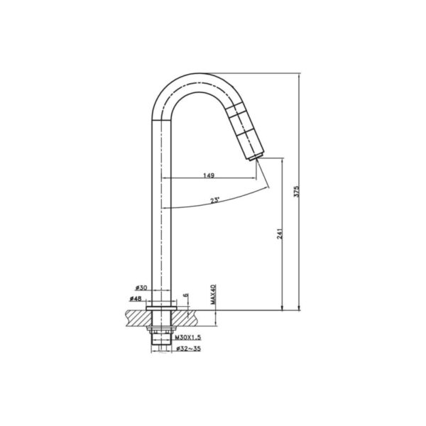 Grifo de lavabo IO GME croquis 2