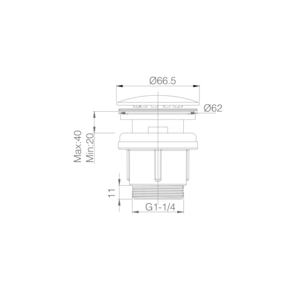 Válvula de lavabo click clack PVC Imex croquis 5