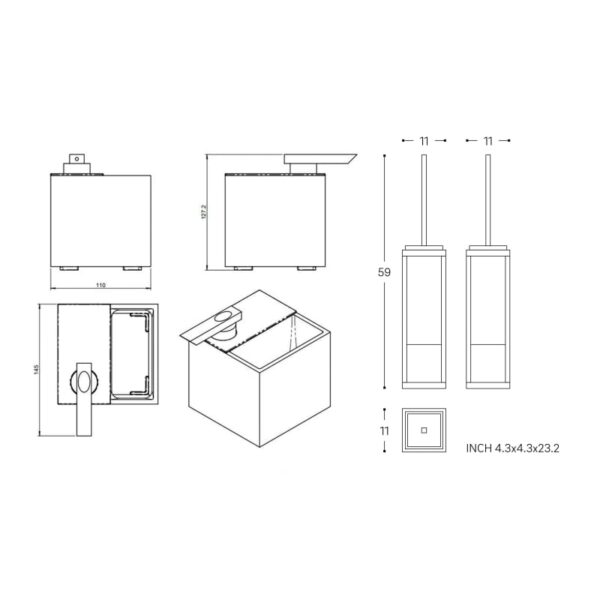 Conjunto de accesorios de baño The Grid Cosmic croquis 3