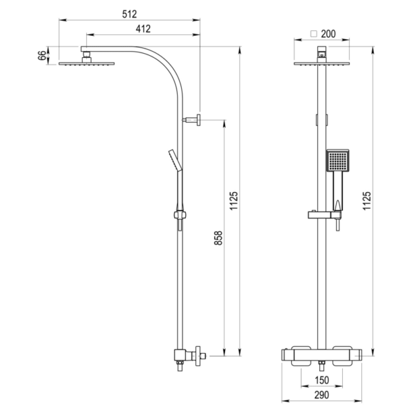 Conjunto de ducha y baño Nitro Plus Galindo croquis 2