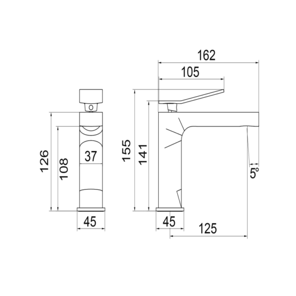 Grifo de lavabo Wave Galindo croquis 4