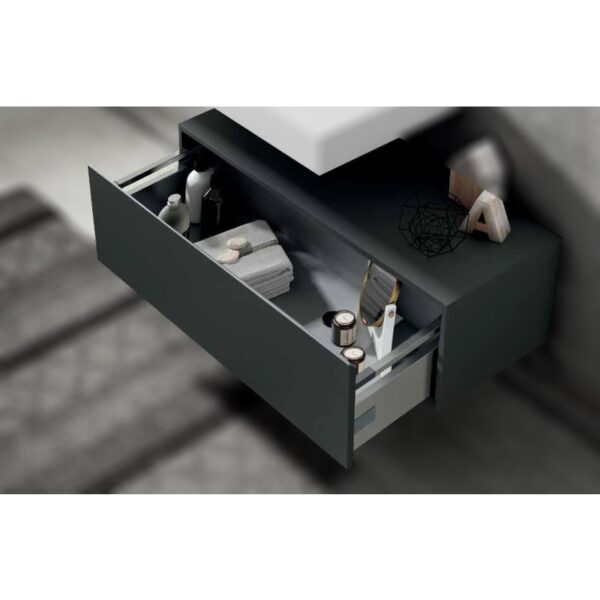 Conjunto mueble de baño con lavabo de carámica de 12 cm de alto y cajonera Nomad Viso Bath detalle 6