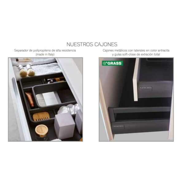 Conjunto mueble de baño con lavabo sobre encimera Hana Sanchís opción 7