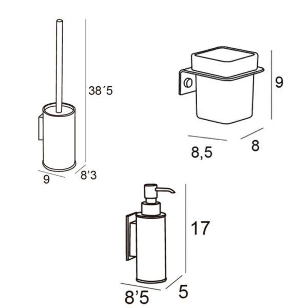 Conjunto accesorios de baño Bassic Manillons Torrent croquis 4