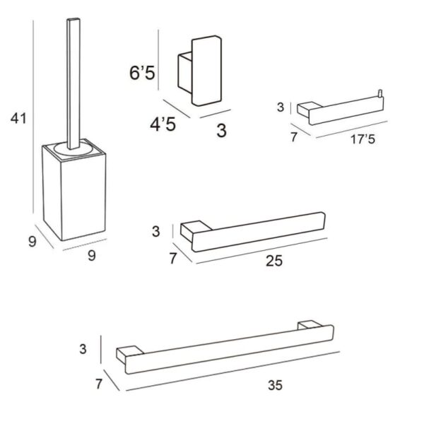 Conjunto de accesorios de baño Natura 1900 Manillons Torrent croquis 6