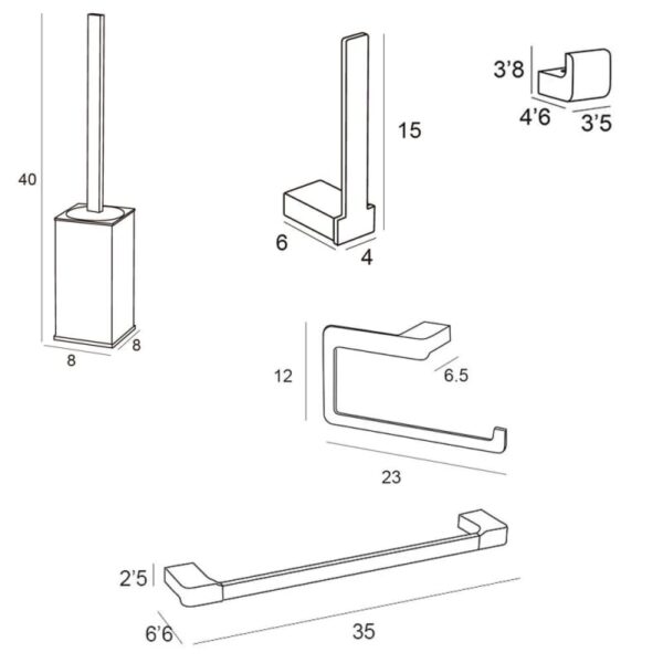 Conjunto de accesorios de baño Yass Manillons Torrent croquis 6