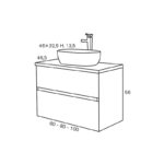 Conjunto mueble de baño con lavabo sobre encimera Hana Sanchís croquis 6