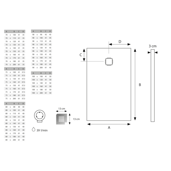Plato de ducha Solid Surface Cirat Hidronatur croquis 3