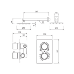 Conjunto de ducha empotrado Artemis Lluvibath croquis 2
