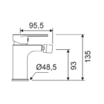 Grifo de bidé Aura Lluvibath croquis 3