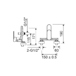 Grifo de bañera Aura Lluvibath croquis 15