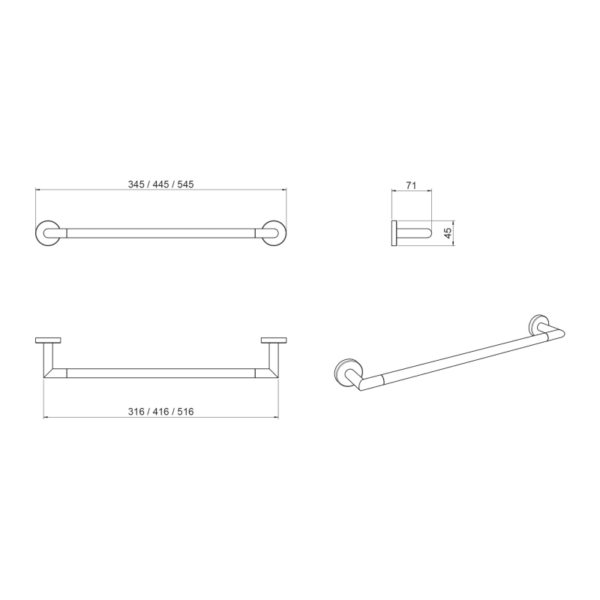 Toallero barra de baño Sil Salgar croquis 1