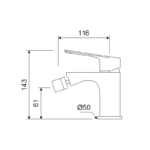 Grifo de bidé Bass Lluvibath croquis 1