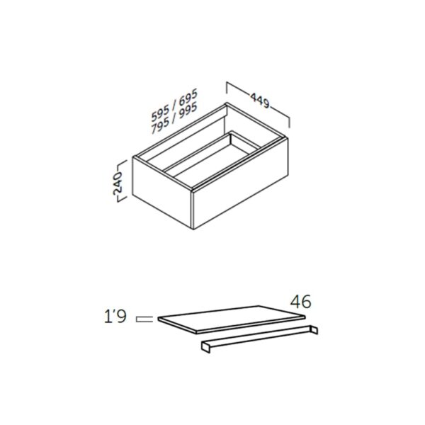 Conjunto mueble de baño con encimera Flow Coycama croquis 4