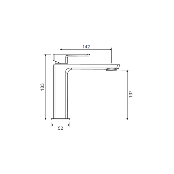 Grifo de lavabo Yanet Lluvibath croquis 3