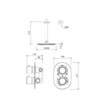 Conjunto de ducha empotrado al techo Zeus Lluvibath croquis 2