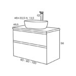 Conjunto mueble de baño con lavabo sobre encimera Nice Sanchís croquis 5