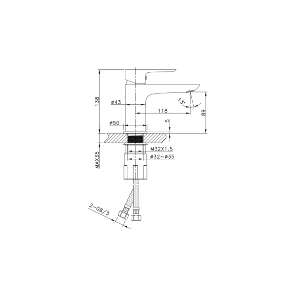 Grifo de lavabo Cassio GME croquis 7
