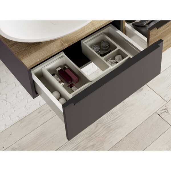 Mueble de baño con encimera de madera Landes Coycama detalle 1