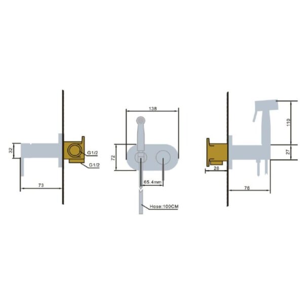 Ducha higiénica para inodoro Maui Imex croquis 3