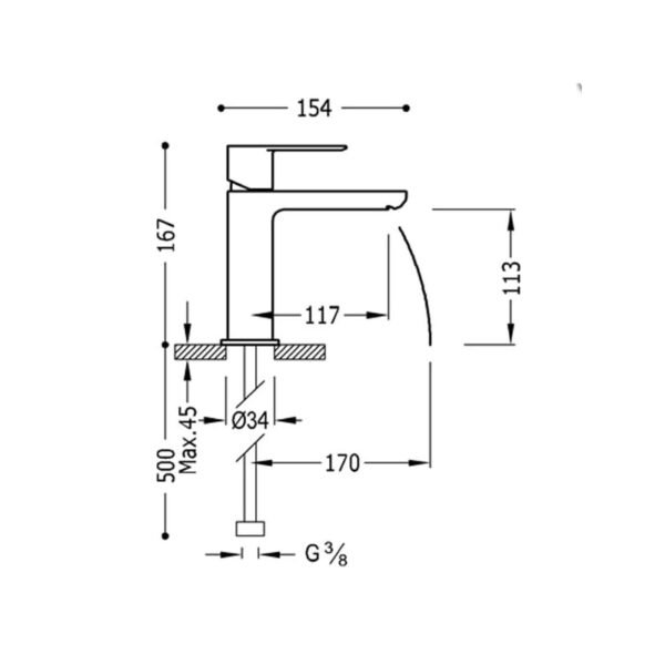 Pack grifo de lavabo + grifo de bañera Loft de Tres croquis 3