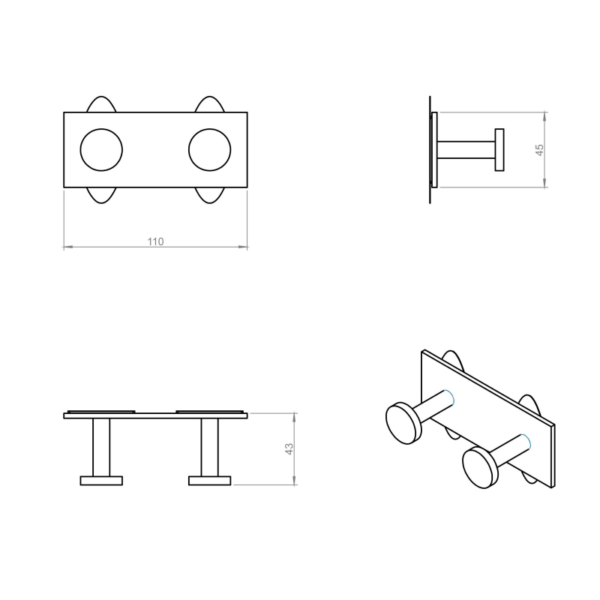 Conjunto de accesorios de baño Stick Cosmic croquis 7