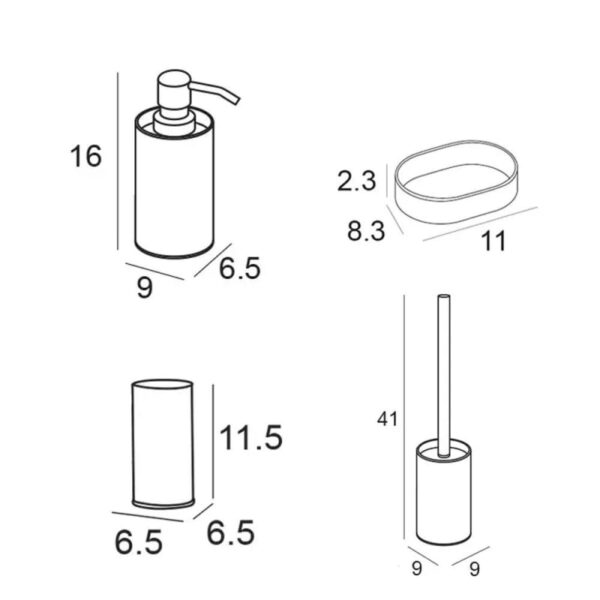 Conjunto accesorios de baño Eco Manillons Torrent croquis 5