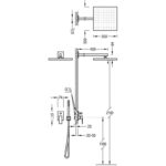 Pack grifo de lavabo + conjunto de ducha empotrado Cuadro Tres croquis 4