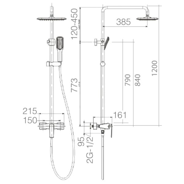 Conjunto de ducha Escocia Imex croquis 4